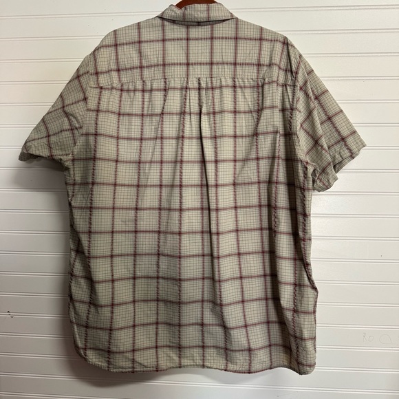 Patagonia Men's Cotton Shirt Sz XXL Cream Black Red Check Pattern Short Sleeve - Picture 7 of 7